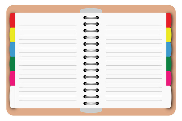 Illustration of a blank coil notebook with bookmark for template or background - Vector, Image
