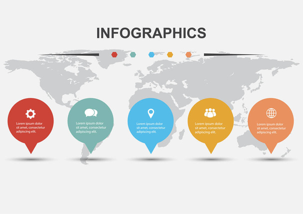 Infografik-Design-Vorlage mit 5 Kreis-Sprechblasen - Vektor, Bild