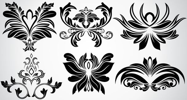 λεπτομερή κομψό δαμασκηνά σχήματα floral - Διάνυσμα, εικόνα