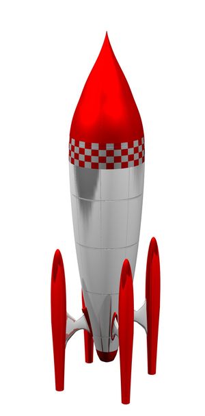 Cohete 3d rojo y blanco en fondo blanco
 - Foto, Imagen