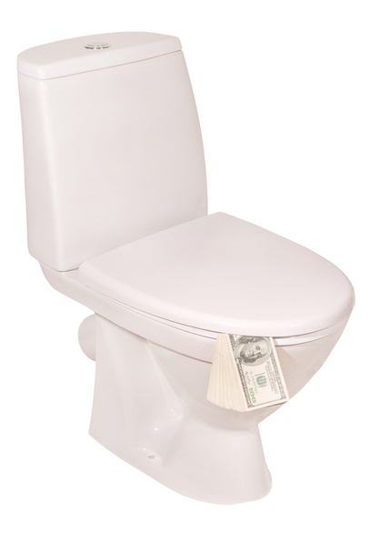 pénzt le a WC-csészében (Vágógörbe) - Fotó, kép