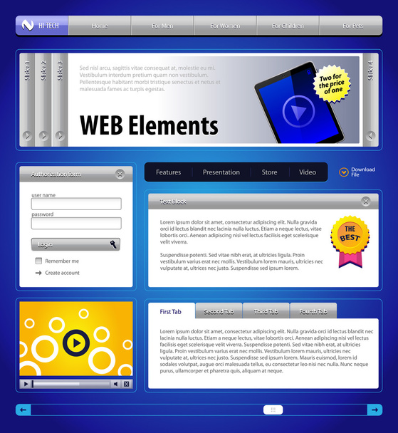 Weboldal tervezési elemek - Vektor, kép