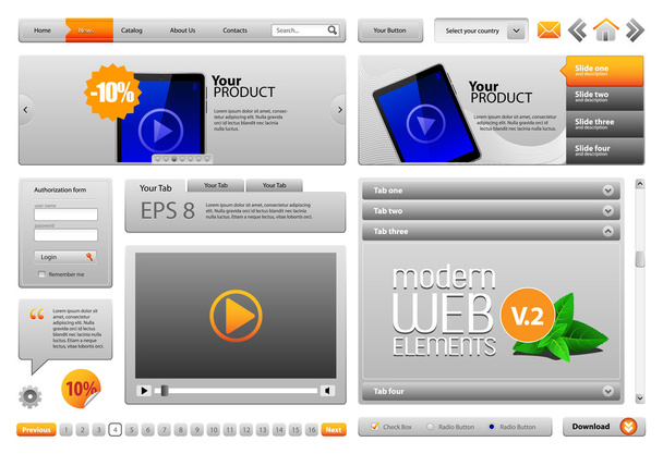 šedé moderní web design prvky v.2 - Vektor, obrázek