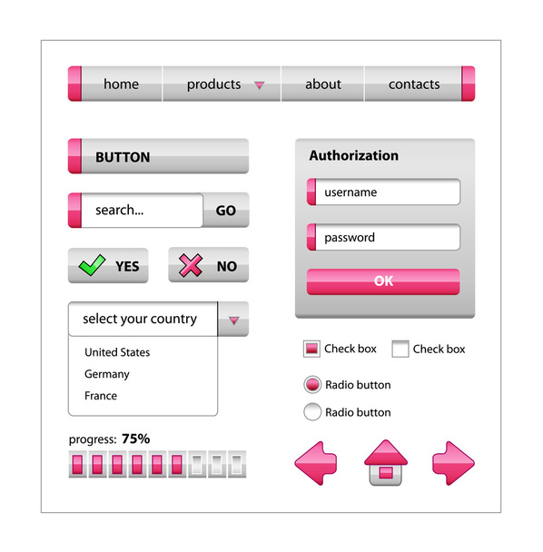 Pink elements of web interface - Вектор, зображення