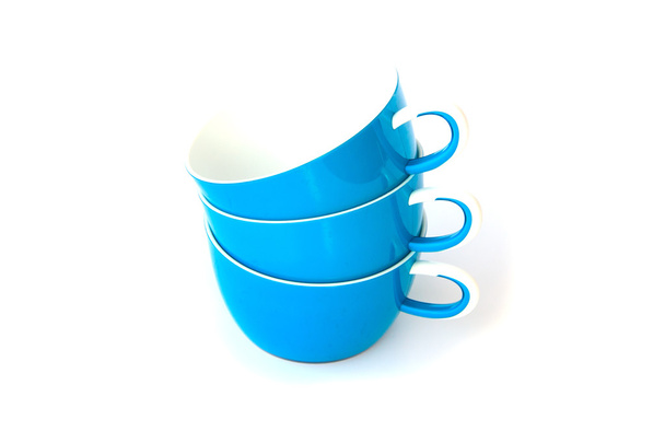 Blue glass empty tea cup. - Stock Image - Photo, Image