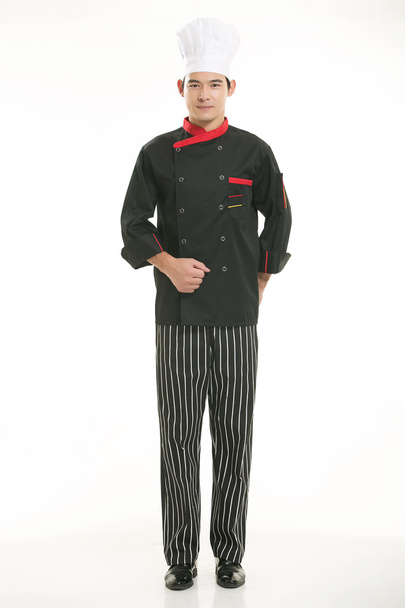 Wearing all kinds of clothing chef dietitian in front of white background - Foto, imagen
