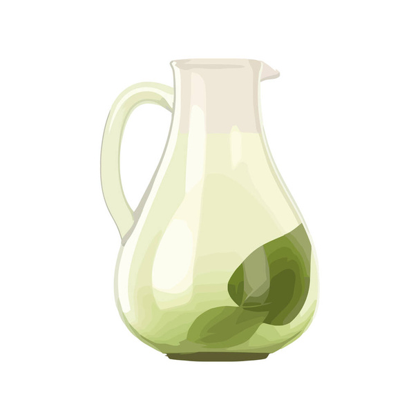 Organic leaf in a fresh glass jar icon isolated - Vector, Image