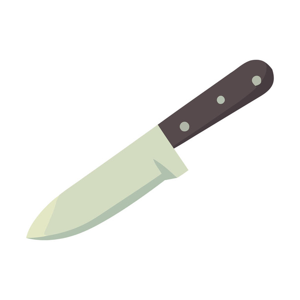 Scherp stalen mes snijdt voedsel in keuken pictogram geïsoleerd - Vector, afbeelding