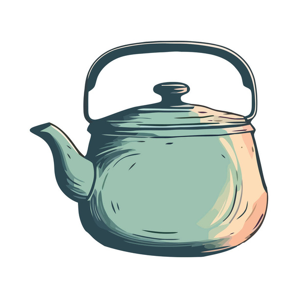 Tè caldo in un ornato antica icona teiera isolato - Vettoriali, immagini