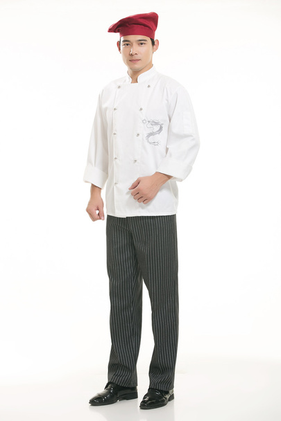 Wearing all kinds of clothing chef dietitian in front of white background - Valokuva, kuva
