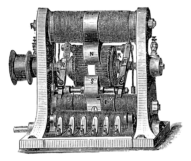 Machine program, vintage engraving - Vector, Image