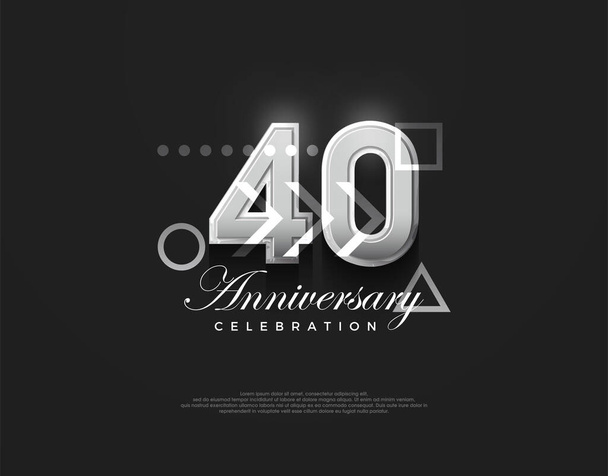 Número 40 aniversario, moderno, elegante y sencillo. Fondo vectorial premium para saludo y celebración. - Vector, Imagen