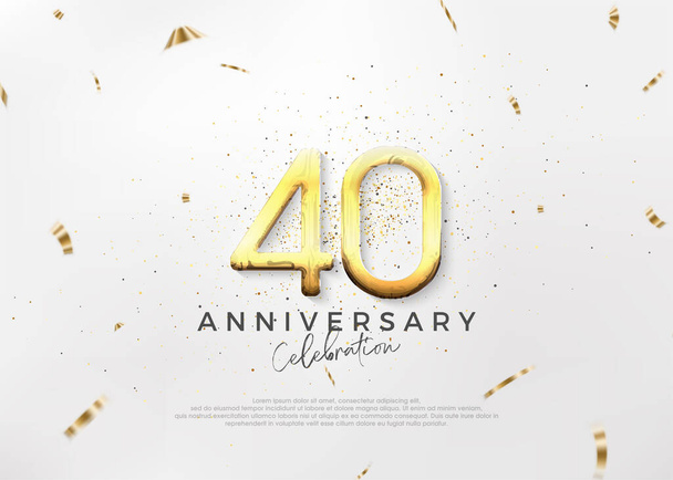 Diseño simple y brillante del 40º aniversario con números de oro lujosos y elegantes. Fondo vectorial premium para saludo y celebración. - Vector, Imagen