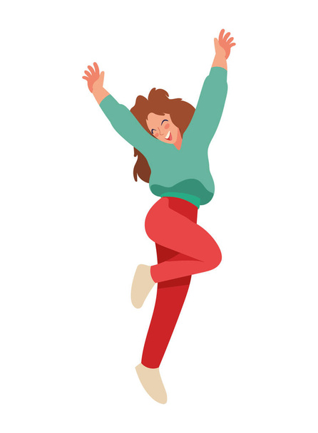 vrouw springen ontwerp vector geïsoleerd - Vector, afbeelding