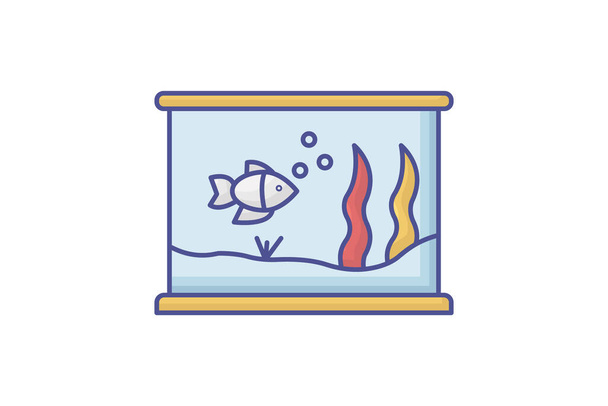 Aquariums Outline Fill Icon Travel And Tour Icon, Tourism Icon, Exploring World Icons - Vector, Image