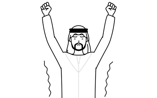 Μουσουλμάνος άνθρωπος που εκτείνεται και στέκεται ψηλά, Διάνυσμα εικονογράφηση - Διάνυσμα, εικόνα