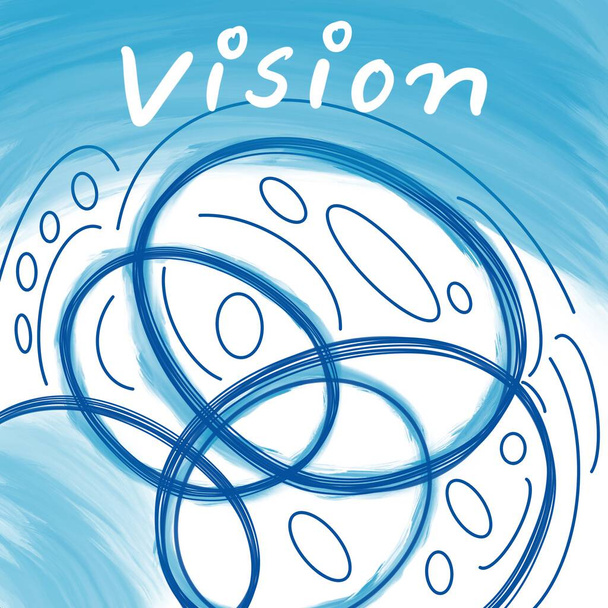 Vision text written over blue background. - Photo, Image