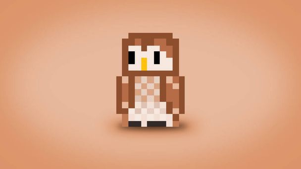 Pixel tawny or brown owl background - high resolution 4k wallpaper - Photo, Image