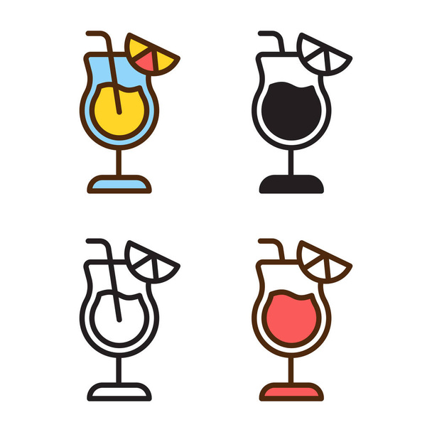 icona bevanda in 4 stile: piatto, glifo, contorno, design duotone - Vettoriali, immagini