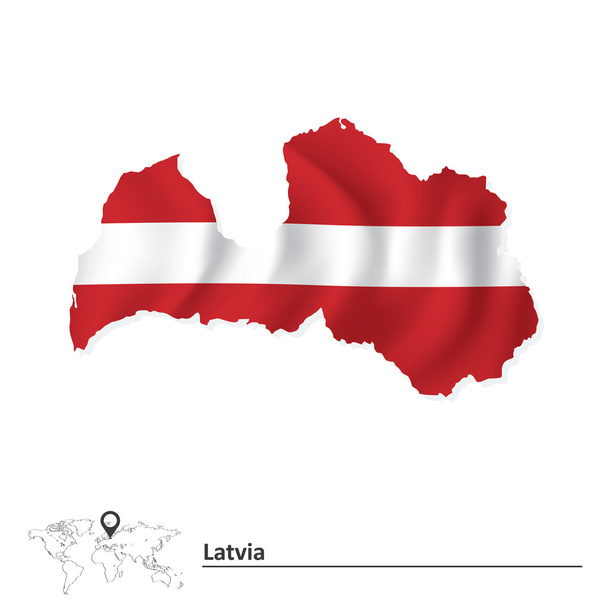Carte de La Lettonie avec drapeau
 - Vecteur, image