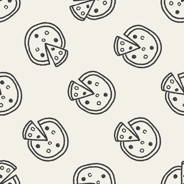 doodle pizza seamless pattern background - Vector, Image