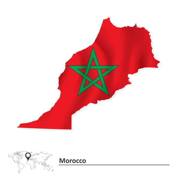 Kaart van Marokko met vlag - Vector, afbeelding