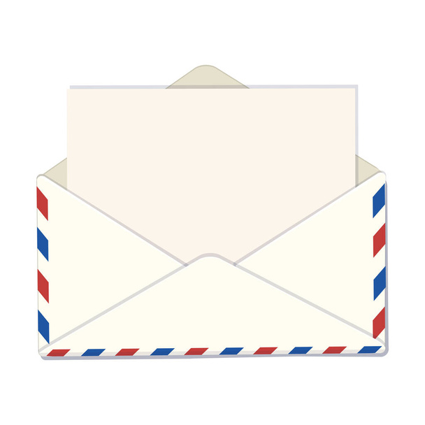 Open envelope with blank letter. Message in an envelope. Vector  cartoon illustration. - Vector, Image