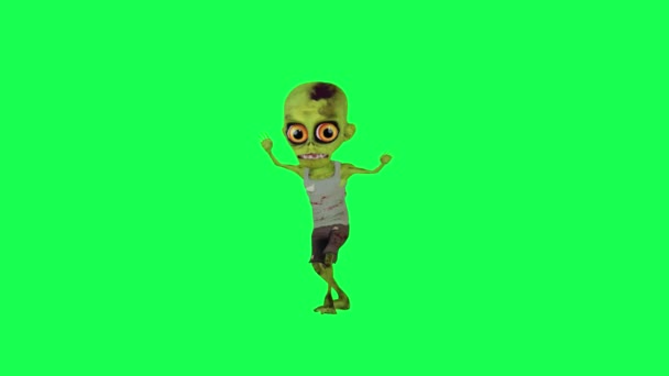 Front Angle Hip Hop Dancing Green Screen Cartoon Speaker Zombie cartoon karakter grappig schattig cg render animatie lus - Video