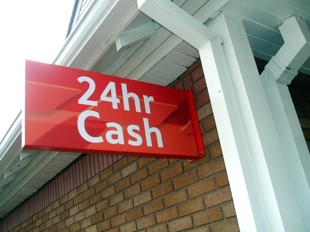 24hr cash sign. cash machine sign. ATM sign. Cashpoint sign. cash sign - Photo, Image