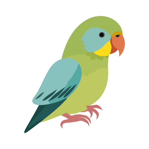 pappagallino appollaiato su ramo verde isolato icona isolato - Vettoriali, immagini