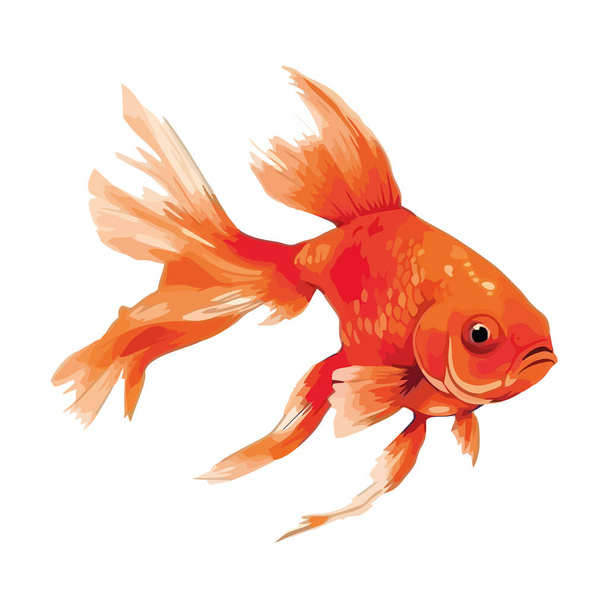 Swimming goldfish in underwater pond, isolated silhouette icon isolated - Vector, Image