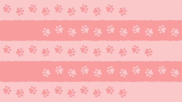 Vzor zvířecích stop Pozadí (smyčka za 10 sekund, 2 sady barev) růžová a modrá - Záběry, video