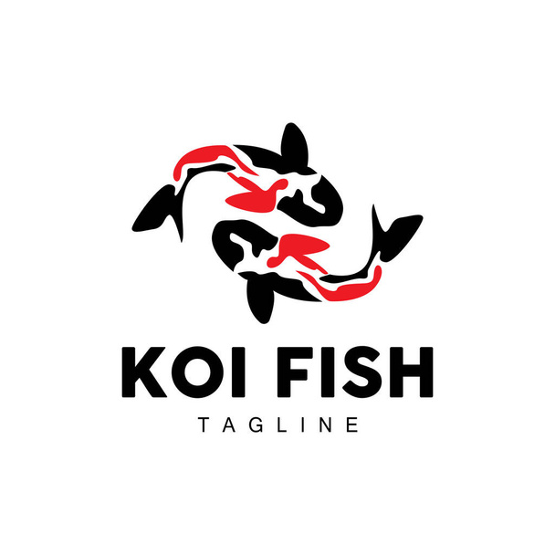 Koi Fish Logo Design, Cinese fortunato e trionfo ornamentale Fish Vector, Azienda Marca Gold Fish Icon - Vettoriali, immagini