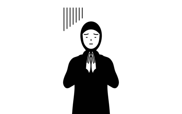 Donna musulmana scusarsi con le mani davanti al suo corpo, Vector Illustration - Vettoriali, immagini