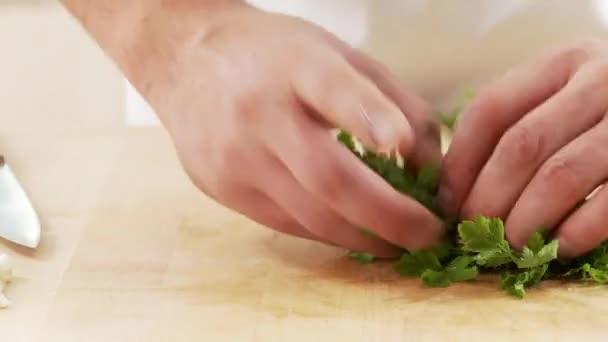 Chef chopping parsley - Footage, Video