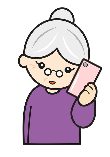 una mujer mayor está hablando con su teléfono - Foto, Imagen