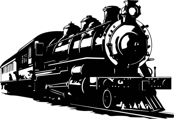 Vintage parní lokomotiva starověký vlak, doprava Vector - Vektor, obrázek