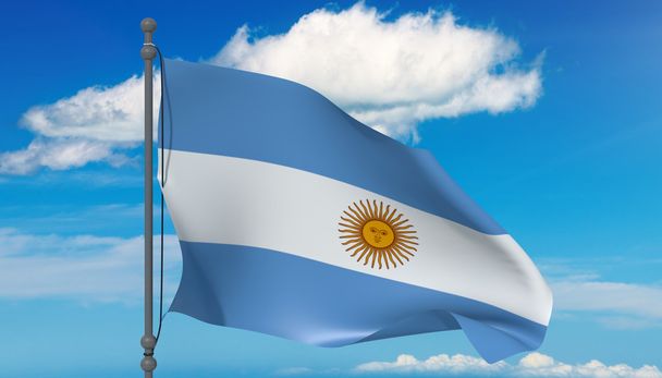 Argentin zászló a szélben - Fotó, kép