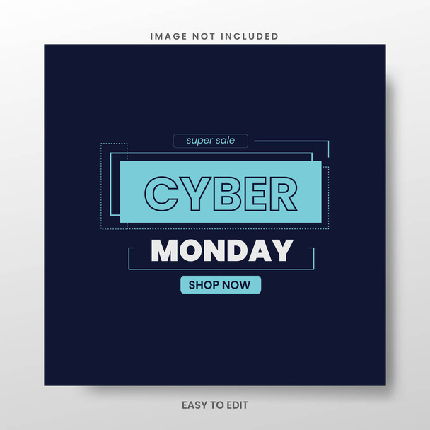 Cyber Monday Super Sale Akár 50% kedvezmény Big Sale közösségi média poszter Creative Cyber Monday hirdetés - Vektor, kép