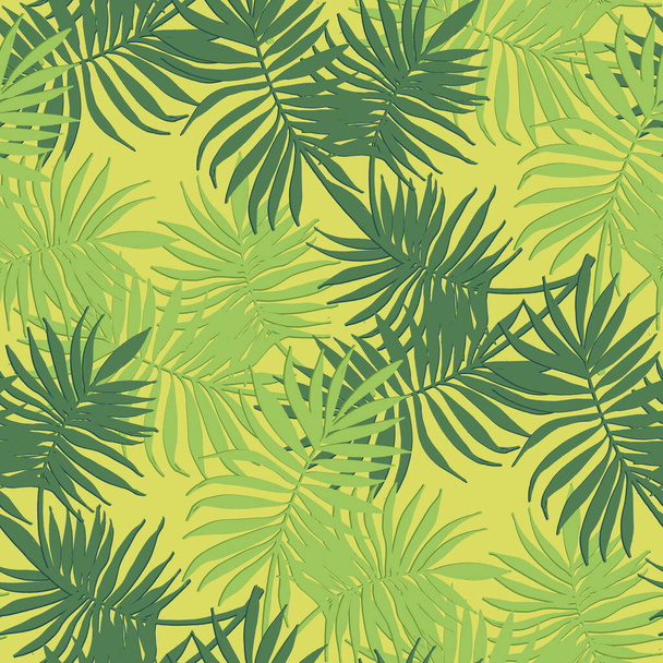 Modello tropicale senza cuciture con foglie di palma da cocco stilizzate
. - Vettoriali, immagini