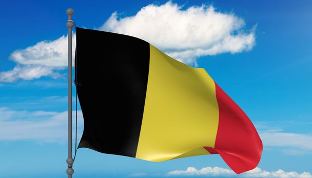 Bandeira da Bélgica ao vento
 - Foto, Imagem