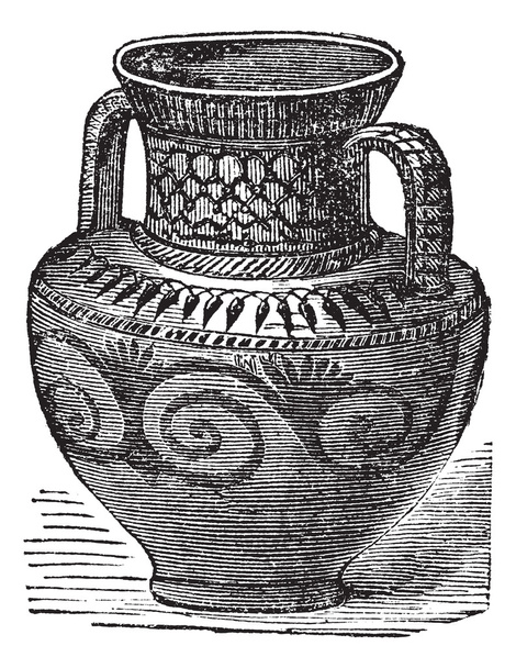 Fenike vazo antika gravür - Vektör, Görsel
