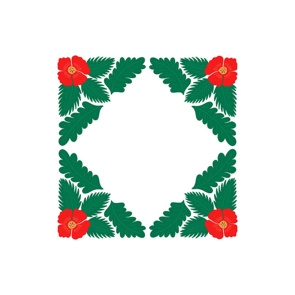 新しい年とクリスマス。 白い背景に隔離された常緑の枝の伝統的な冬のガーランド. グリーティングカード。 手描きハッピーXmasベクターレトロホリデーデザイン - ベクター画像