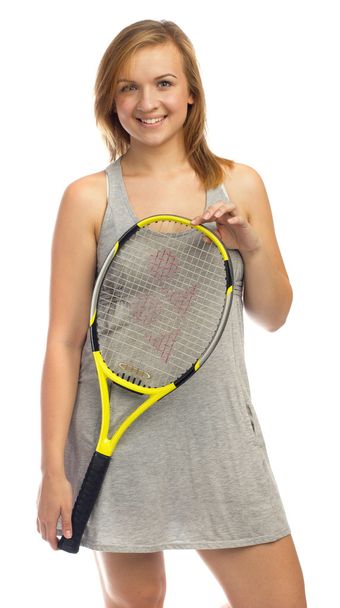 Beautiful girl playing tennis - Foto, Imagen