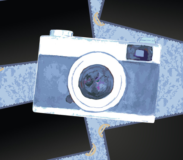 Waterrcolor camera on the background of the photos - Vector, Image