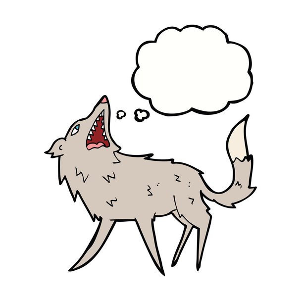 kreslený chňapající vlk s myšlenkovou bublinou - Vektor, obrázek