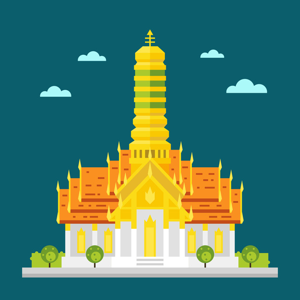 Επίπεδη σχεδίαση υπέροχο ναό της Ταϊλάνδης  - Διάνυσμα, εικόνα