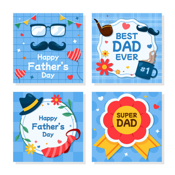 Father's day greetings message vector template design. - Vector, Image