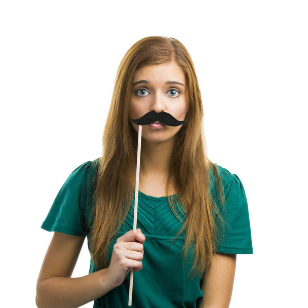 Beautiful  Girl with Mustache - Fotó, kép