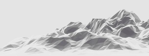 3D rendered low polygon ice mountain. Glacial landform. Ice terrain. - Photo, Image